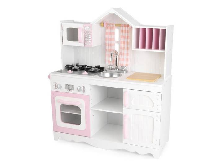 KidKraft® Spielküche KidKraft 53222 Modern Country Kinderküche Holz Spielküche Rosa Weiß Holz, aus Holz