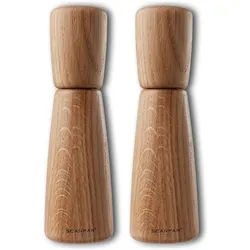 Scanpan Salz und Pfeffermühlenset MAITRE D' aus Eichenholz 18 cm, Pfeffermühle + Salzmühle, Braun