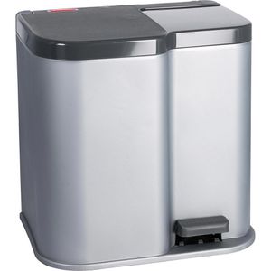 Curver Mülleimer Duo Pedal Bin, anthrazit, aus Kunststoff, 6 und 15 Liter