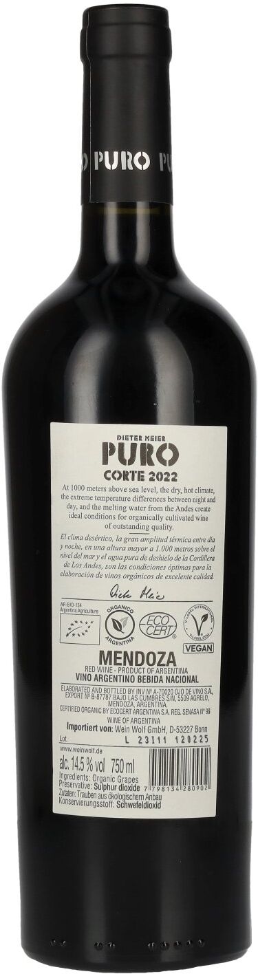 Dieter Meier Wines Dieter Meier Puro Corte 2022 14,5% Vol. 0,75l