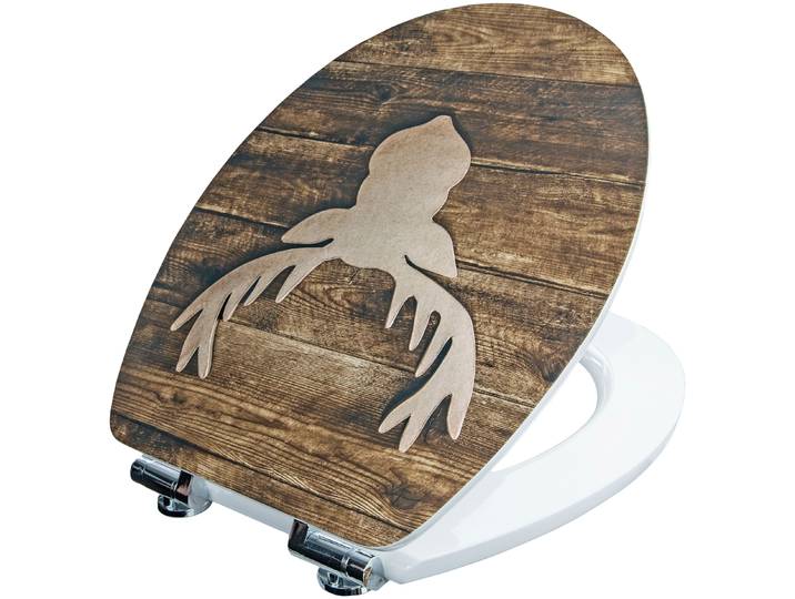 WC-Sitz CORNAT Ansprechendes Design - Hochwertiger Holzkern - Absenkautomatik , braun (holz), B:38,4cm L:47,5cm, MDF - Mitteldichte Holzfaserplatte, WC-Sitze, WC-Sitz, Schnellbefestigung - Komfortables Sitzgefühl / Toilettensitz