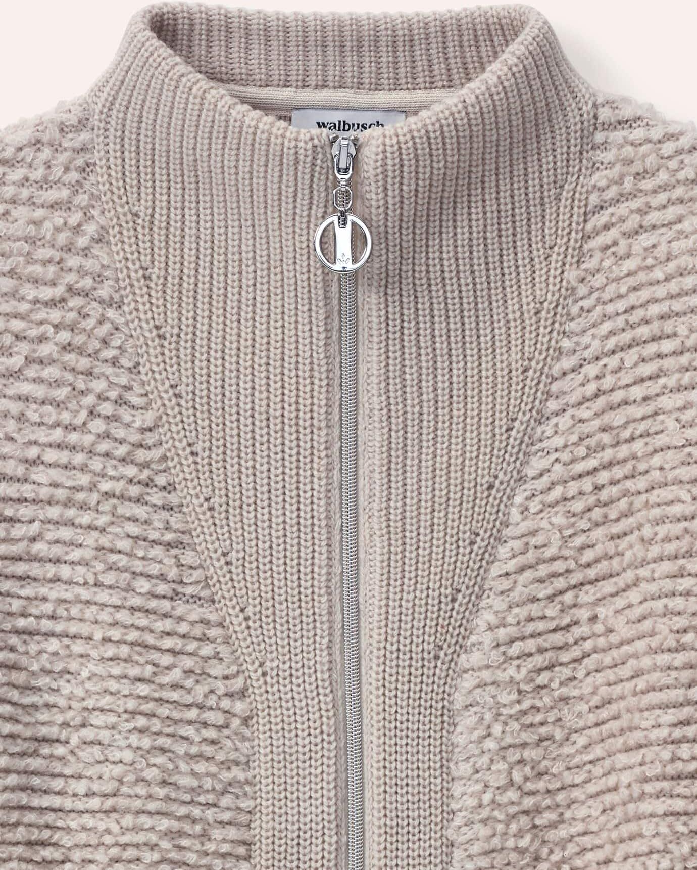Walbusch Strickjacke in Boucle  und Glattstrickoptik, normale Größen, Farbe Beige, 40, edle Bouclé-Struktur bequem & superweich Damen