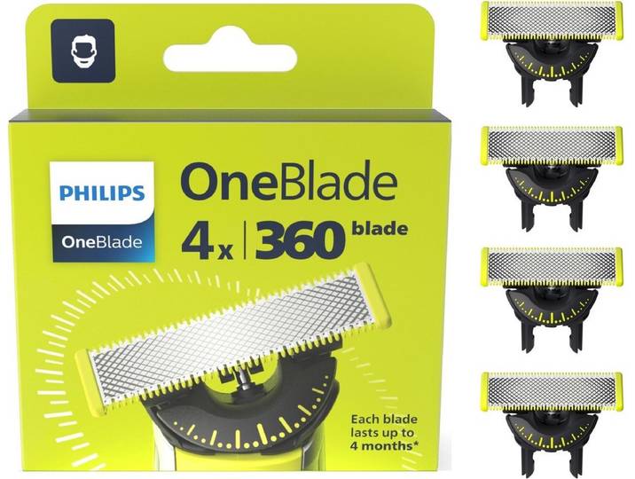 Philips OneBlade 360 Blade - Vervangmesjes - Scheermesjes - 4 stuks - QP440/50