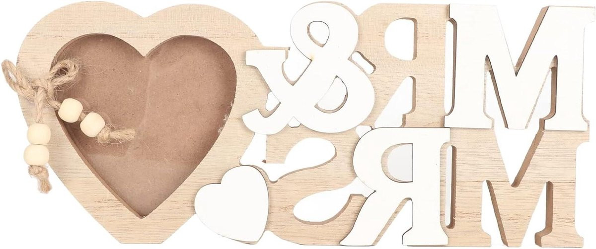 Houten Fotolijst met Hartvormig Ontwerp in Houtkleur - Breedte: 25 cm