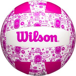 WILSON Beachvolleyball Stamp, Größe 5, weiß/pink, 280 Gramm, Freizeit- & Trainingsball