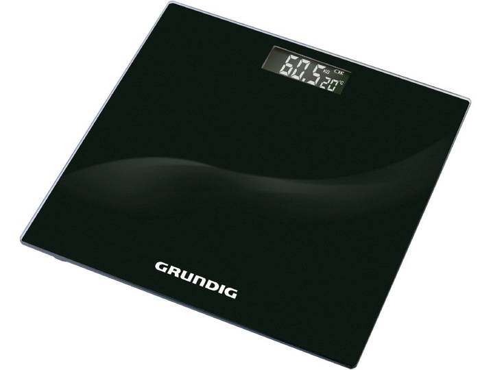 Grundig Digitale Personen Weegschaal - Weegschaal tot 180kg - Personenweegschaal meet in kg/lb - Precisieweegschaal tot 500gr Nauwkeurig - met Digitaal Display - Zwart - Glas