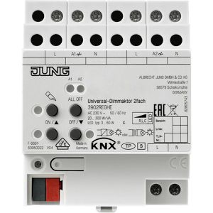 Jung Schaltaktor 3902 REGHE, für Smart Home, 2 Kanäle, für Hutschiene, KNX