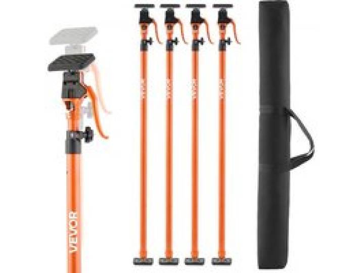 VEVOR Einhandstütze, 4 Stk., Deckenstütze 125–291cm, Teleskopstütze aus Stahl, Montagestütze bis zu 90kg Kapazität zum Installieren von Schränken, Anheben von Trockenbauwänden, Frachtstangen