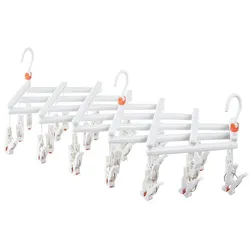 Praktischer klappbarer Kleiderbügel mit Clips, 29 Clips, weiß
