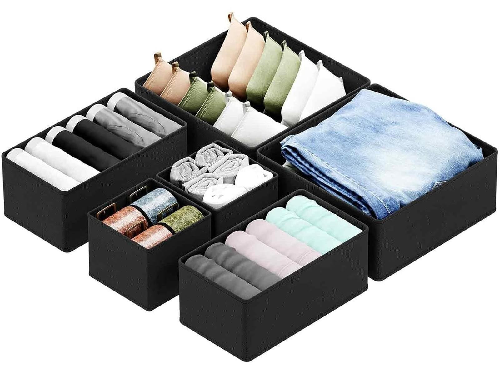 Set van 6 vouwbare ladeorganisers voor ondergoed en sokken
