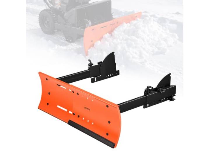 VEVOR Lame à Neige Réglable 55\,88-81\,28 cm Lame Déneigement Noir + Orange Pour la Plupart Fraises à Neige Non Incluses\, Allées\, Trottoirs\, Parkings\, 2 Réglages de Largeur\, Acier au Carbone\, Pliable