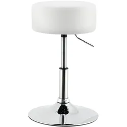 Juskys Schminktisch Hocker Tonia rund Ø 33 cm, höhenverstellbar 49 - 64 cm, Kunstlederüberzug Weiß