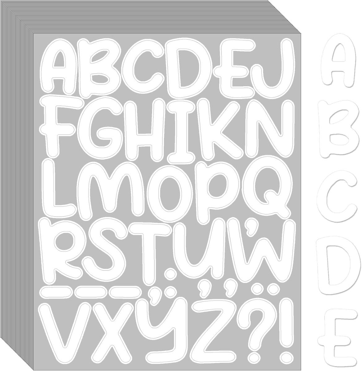 Letterstickers Alfabet - Zelfklevende Witte Vinyl Letters - Waterbestendig - 2 Inch Vel