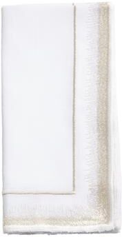Saro Lifestyle Embroidered Border Cloth Napkins (Set of 4) - Decorative Dinner Napkins for Holiday Entertaining, Elegant Table Settings
