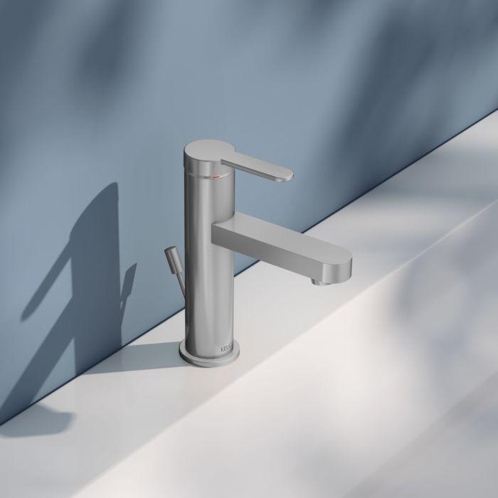 KEUCO IXMO Flat Einhebel-Waschtischmischer 59502213000 Ausladung 109mm, mit Ablaufgarnitur, edelstahl-finish