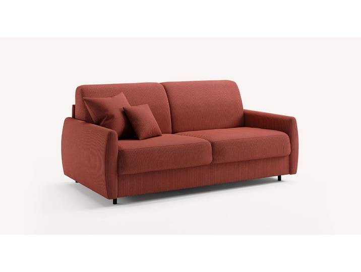 Canapé convertible Velours ALIX - Rouge - Couchage 120x190