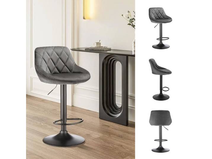 Tabourets de Bar réglables XUANYU en Cuir velours - Lot de 4 - Style Nordique - Métal