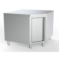 Chefgastro Arbeitstisch Edelstahl Ecke mit Tür 1000/1000 für 600mm Tisch BxTxH 1000/1000x600x850mm