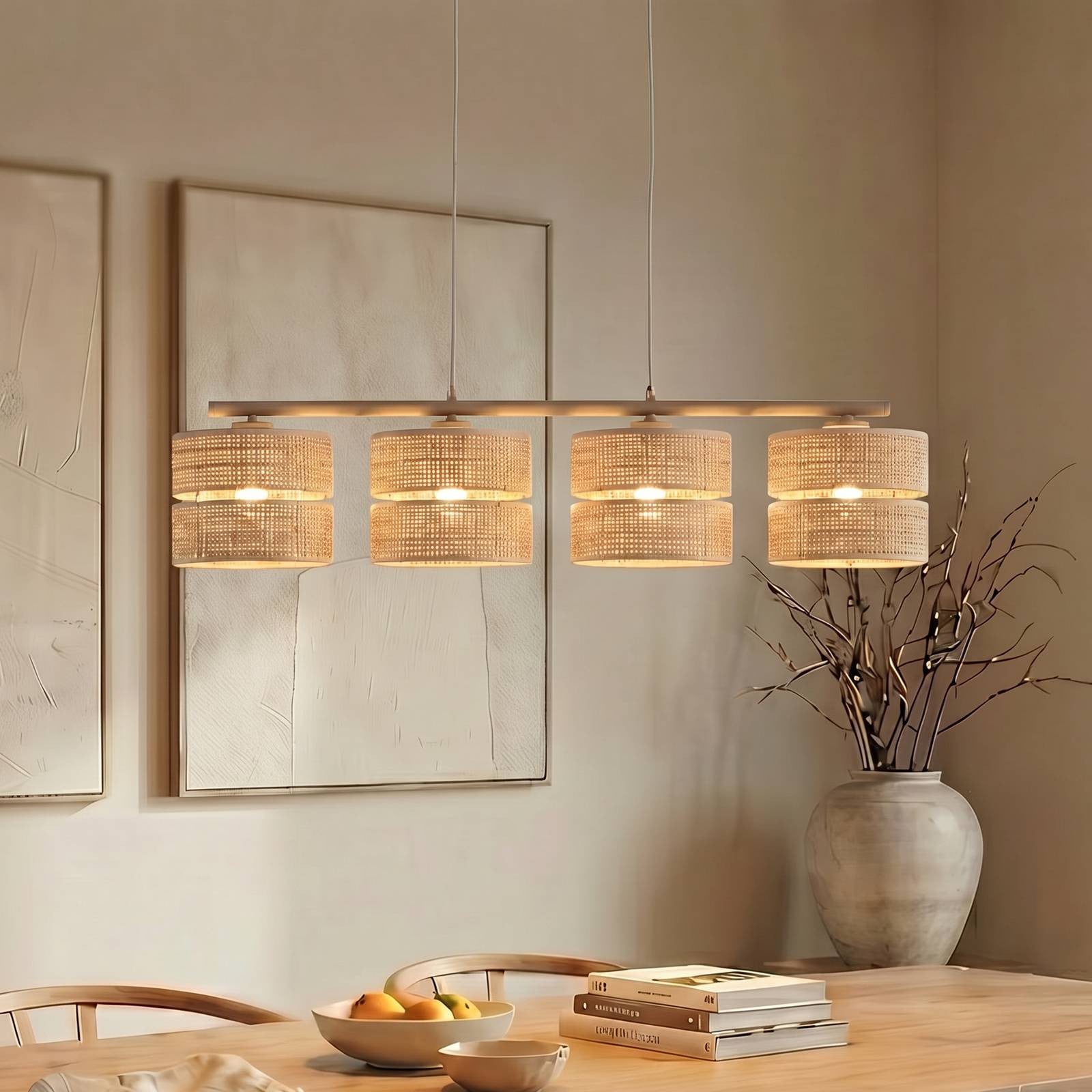 TK Lighting Hanglamp Calma, beige en goud/messing, dimbaar