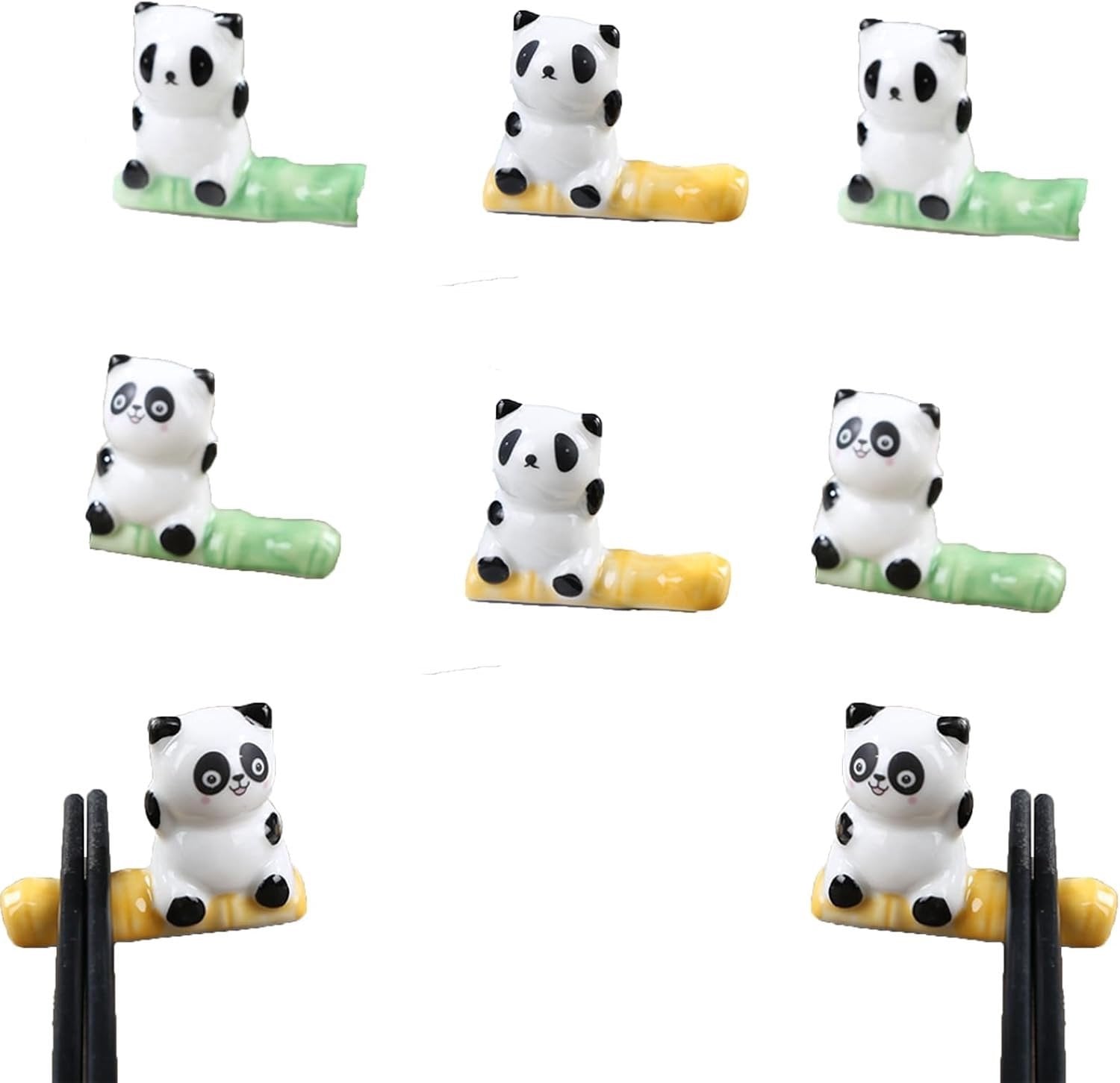 8 stuks Panda Chopsticks Rack - Keramische bestekstandaard en tafelaccessoires