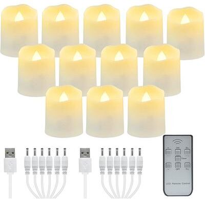 Friendly Fresh Finds Rechargeable LED Flameless Candles With Timer & Remote For Home Decor warm White 18pcs