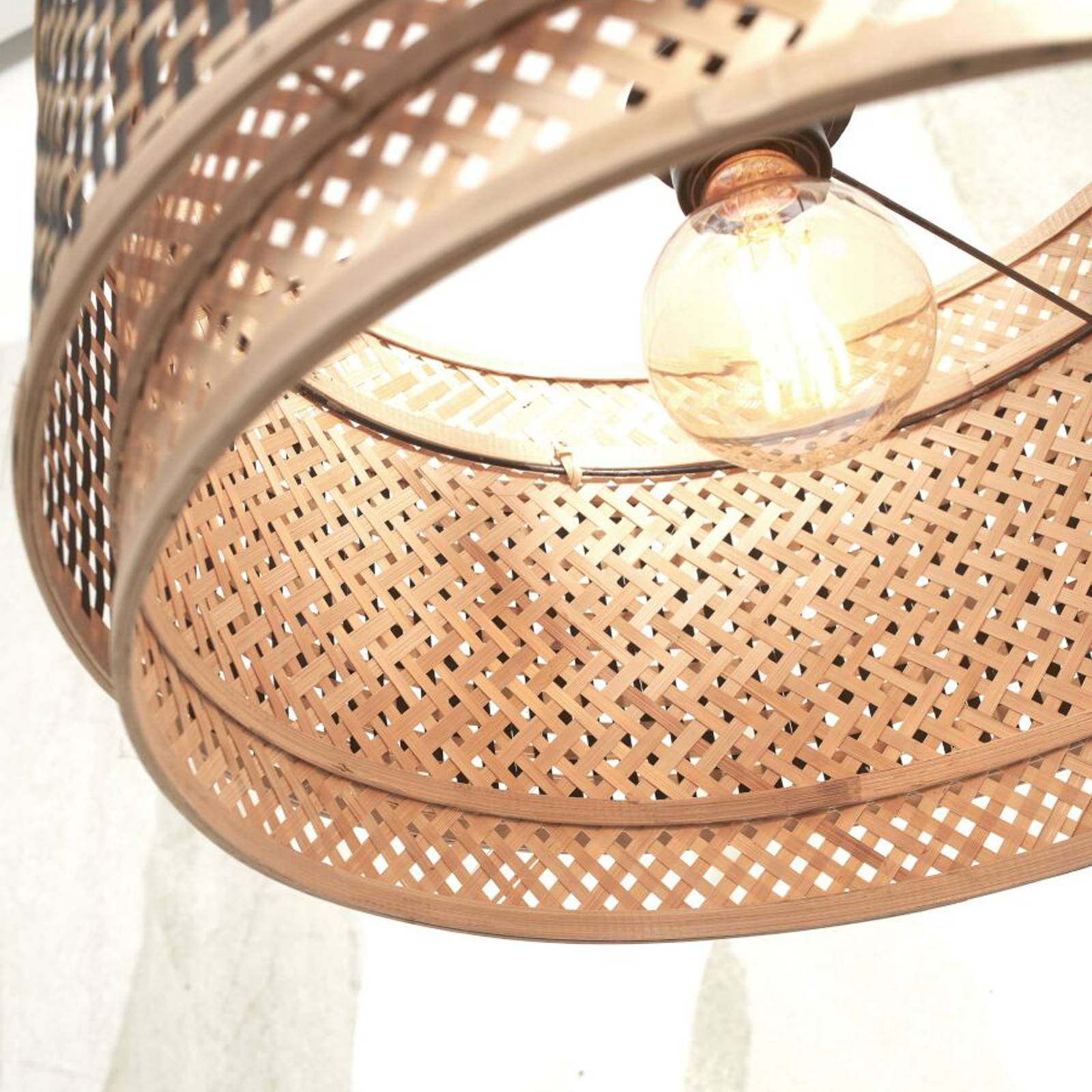 Good & Mojo Wooden Ceiling Light Bhutan, dimmable, Light wood, Living / Dining Room, Bamboo, Ceiling Light