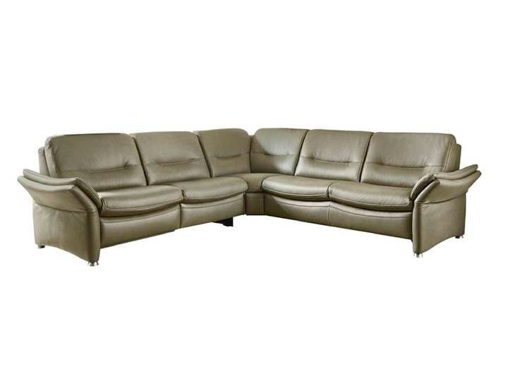 com4lux Ecksofa BRESCIA Leder BelVita olivegrün