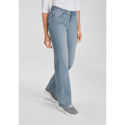 Gerade Jeans ARIZONA, Damen, Gr. 48, N-Gr, blau (bleached), Denim/Jeans, Obermaterial: 98% Baumwolle, 2% Elasthan, Basic, gerade lang, Jeans, weite Beinform, Used-Look-Waschung, hohe Taille