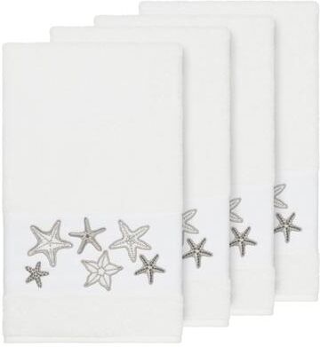 Authentic Hotel and Spa White Turkish Cotton Starfish Embroidered Bath Towels (Set of 4)