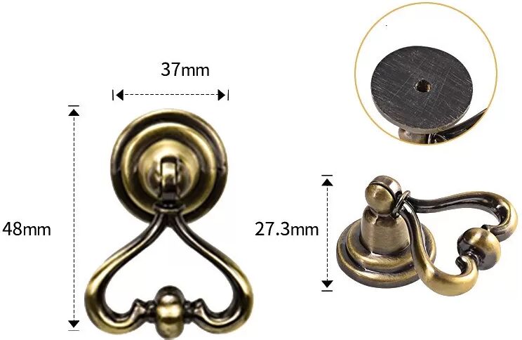 INF Lot de 2 Poignées de Porte de Meuble Vintage en Alliage de Zinc - Tirettes de Tiroir Bronze Antique