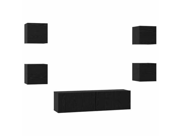 hliofuir 6-tlg Wand-TV-Schrank Set Schwarz Eichen-Optik Holzwerkstoff Schwebendes Design für Wohnbereich und Schlafzimmer: Schafft geordneten Platz für Medien und Dekoration.