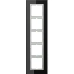 Jung LSP985GLSW Glasrahmen 5fach, LS PLUS, schwarz, senkrechte und waagerechte Montage LSP 985 GL SW