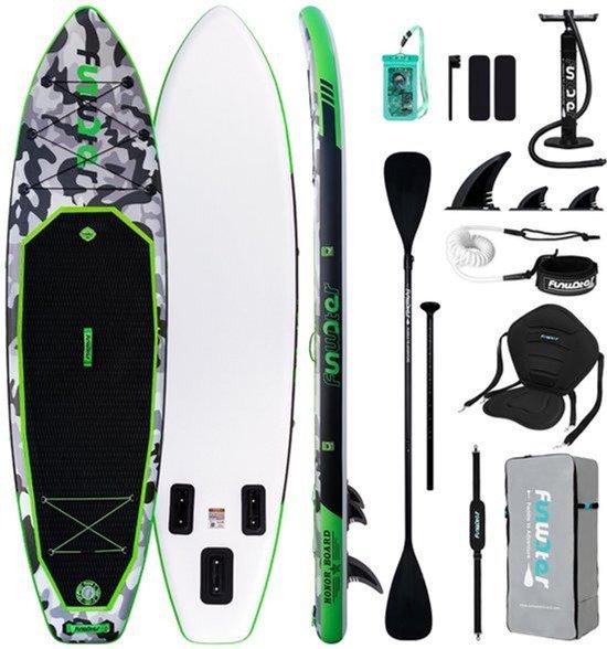 Aufblasbares Stand-Up-Paddleboard, 10'10" (ca. 330 cm), Tarnmuster - aus PVC - geeignet für Anfänger und Fortgeschrittene