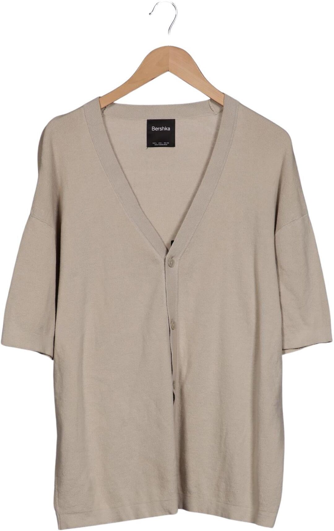 bershka Herren Strickjacke, Beige, Gr. L, Baumwolle - Second Hand