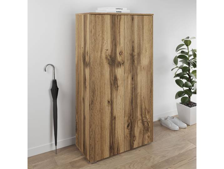 Schuhschrank GOODPRODUCT Paris , braun (votan eichefarben, votan eichefarben), B:70cm H:131cm T:35cm, Schränke, Schuhschrank, grifflose Schuhregal Breite 70cm, mit 6 geräumigen Fächern