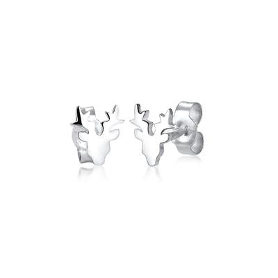 Paar Ohrstecker ELLI "Ohrringe Elli Ohrringe Hirsch Christmas Tier Motiv 925 Silber" Gr. 7, silber, Ohrringe, Damen, 7, ohne Stein, Silber 925 (Sterlingsilber)