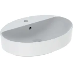 Geberit VariForm Aufsatzwaschtisch, oval mit HLB, 60x45cm, m. Ül., weiß, KeraTec...