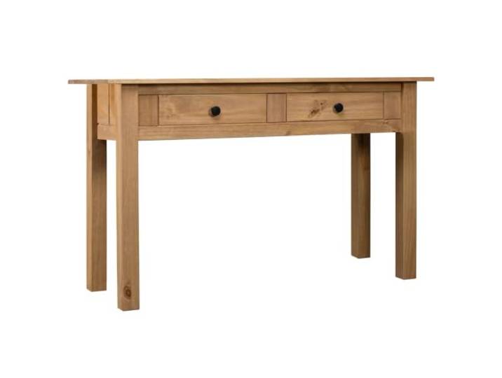 Konsolentisch 110x40x72 cm aus massivem Kiefernholz mit 2 Schubladen Massivholz Konstruktion, 2 Schubladen Stauraum, rustikales Design, vielseitig nutzbar, einfache Montage