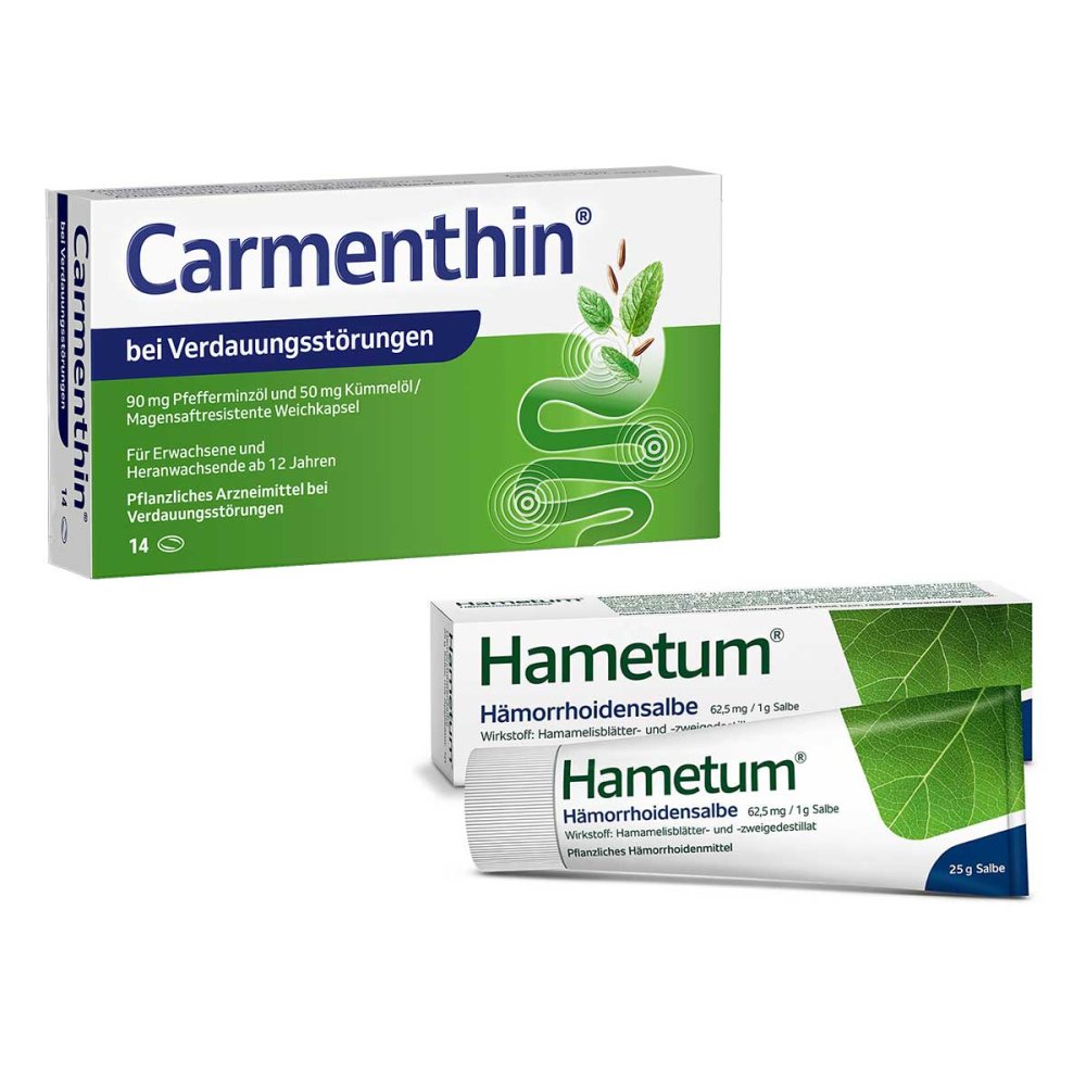 Dr.Willmar Schwabe GmbH & Co.KG Hametum Hämorrhoidensalbe und Carmenthin 08105303