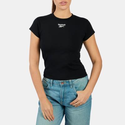 T-Shirt REEBOK "ID CAP SLEEVE T-SHIRT", Damen, Gr. L, schwarz, Obermaterial: 95% Baumwolle, 5% Elasthan, Shirts T-Shirt, mit sportlicher Ausrichtung, bequemer Schnitt