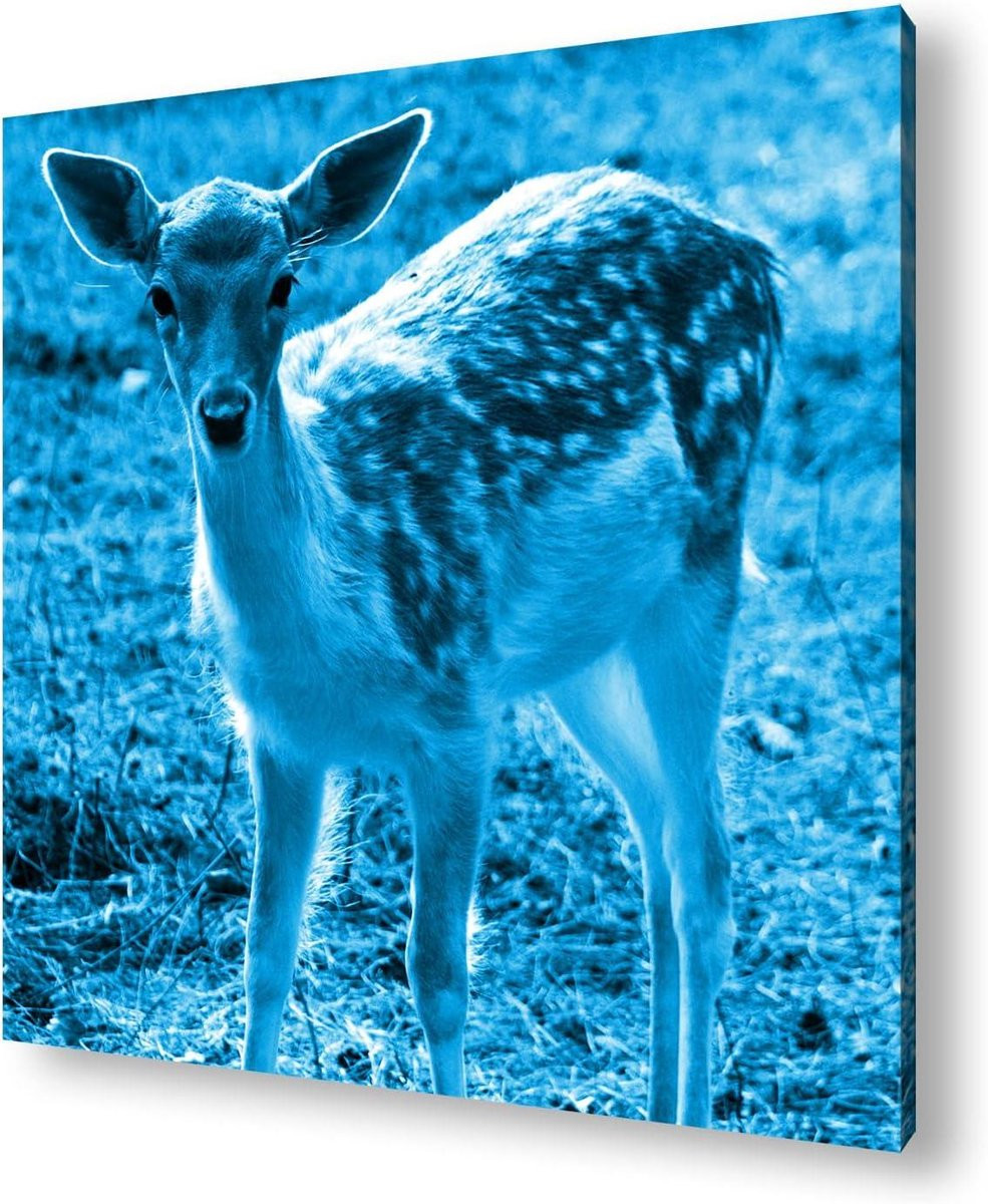 Canvas Afbeelding met Grafische Print op Echt Houten Frame - Geel - 70 x 70 cm