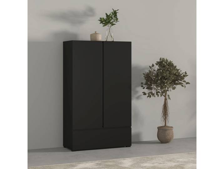 Mehrzweckschrank GOODPRODUCT Metric,Breite 89 cm, Highboard, Universalschrank, Garderobe , schwarz, B:89cm H:150cm T:40cm, FSC-zertifizierter Holzwerkstoff, Melamin, Metall, Schränke, Mehrzweckschrank, Waescheschrank mit viel Stauraum, Einlegeböden verstellbar