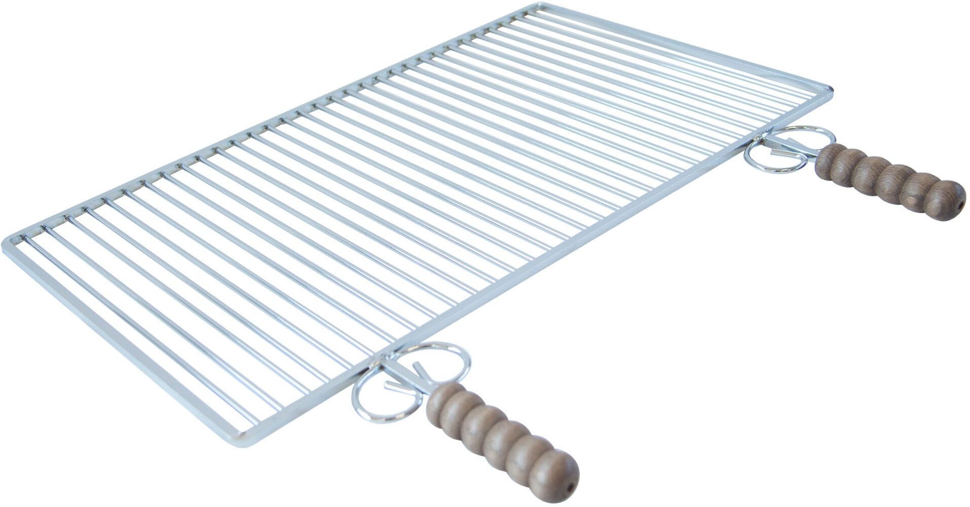 Tecnomat GRATICOLA ACCIAIO CROMATO CON MANICI IN LEGNO 80x40 cm
