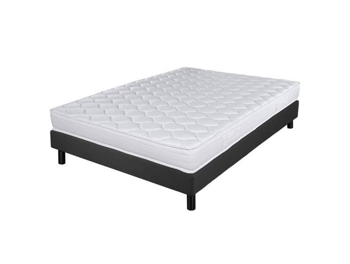 Sommier + Pieds + Matelas Newkit Anthracite 140x190