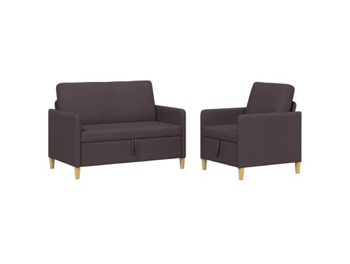Todiikf Sofa Set mit Stauraum 2-Teilig Couch Garnitur Dunkelbraun Praktische Sitzgarnitur fürs Wohnzimmer mit Klappsitz, integriertem Fächerraum und weichen Schaumstoffkissen.