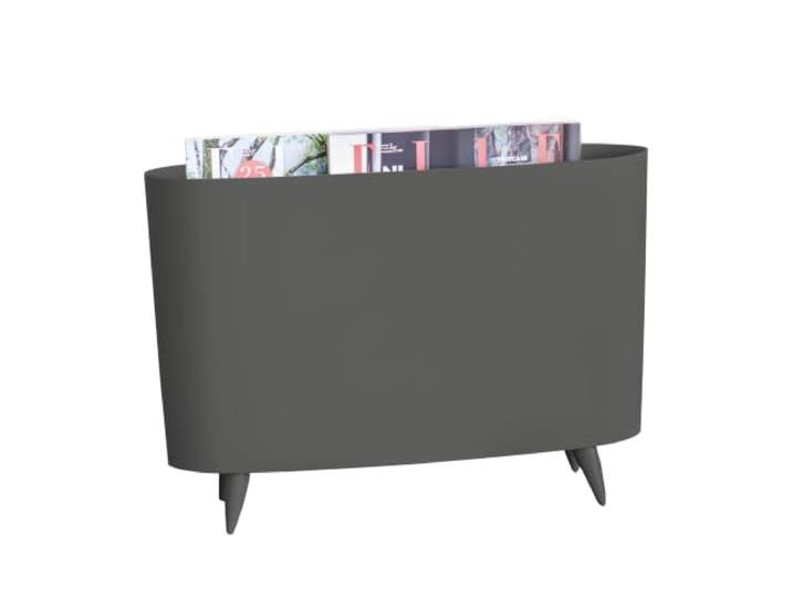 Koziol MILANO Zeitungsständer modern, Zeitschriften-Halter, Magazin-Halter, Zeitschriftensammler, Stehordner, standsicherer Zeitungskorb aus Kunststoff, Stehsammler, Zeitschriftenständer, Grau