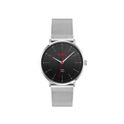 Quarzuhr HUGO "STYLE", silber (silberfarben, schwarz), Armbanduhren, Herren, Quarzuhr, Armbanduhr, Damenuhr, Herrenuhr, Edelstahlarmband, analog