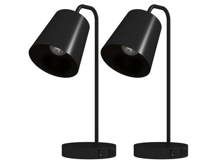 Homcom Tischlampe Stahl Schwarz, Metall, E27, 15x41x28 cm, Lampen & Leuchten, Innenbeleuchtung, Tischlampen