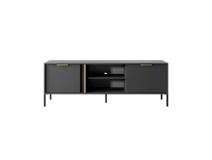 Feldmann-Wohnen Lowboard Lars anthrazit / gold 153,1 / 39,5 / 53,4 cm, Anthrazit, Rechteckig, 153.1x53.4x39.5 cm, Wohnzimmer, TV Möbel, Lowboards, Lowboards stehend