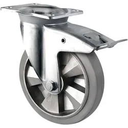 Tecwerk Schwerlastlenkrolle D.160mm Trgf.400kg Festst.Elastikgummi Bau-H.202mm